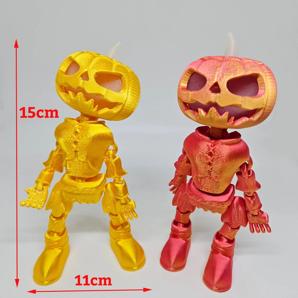 Glow-In-The-Dark 3D Printed Articulated Skeleton Pumpkin