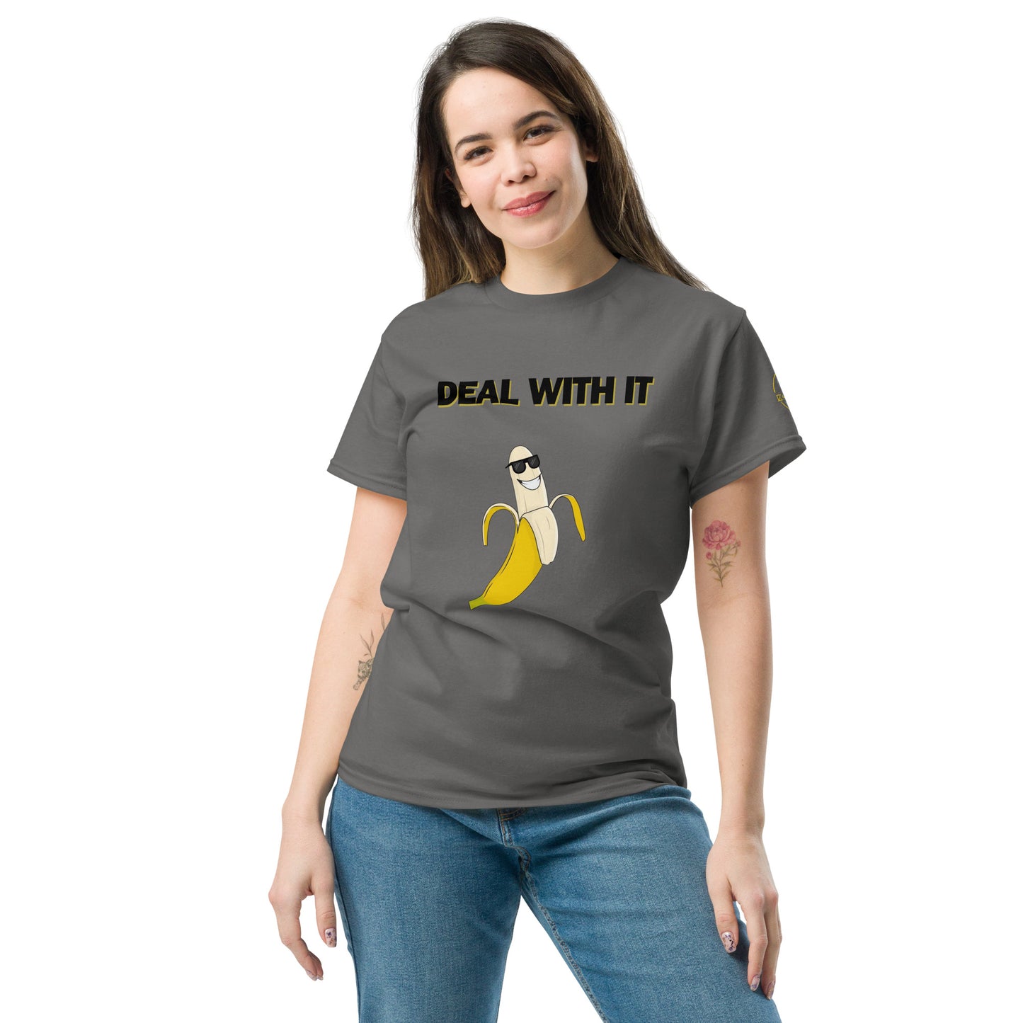 Mostre sua atitude com a t-shirt unissexo "Deal with it"