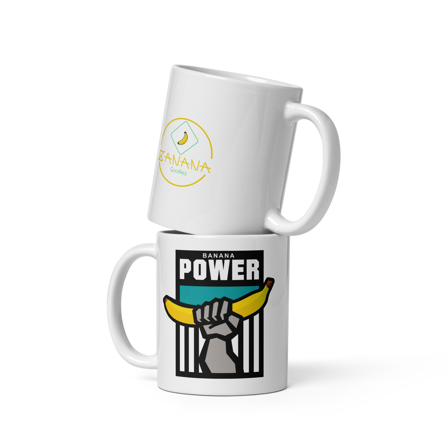 Caneca Banana Power branca brilhante