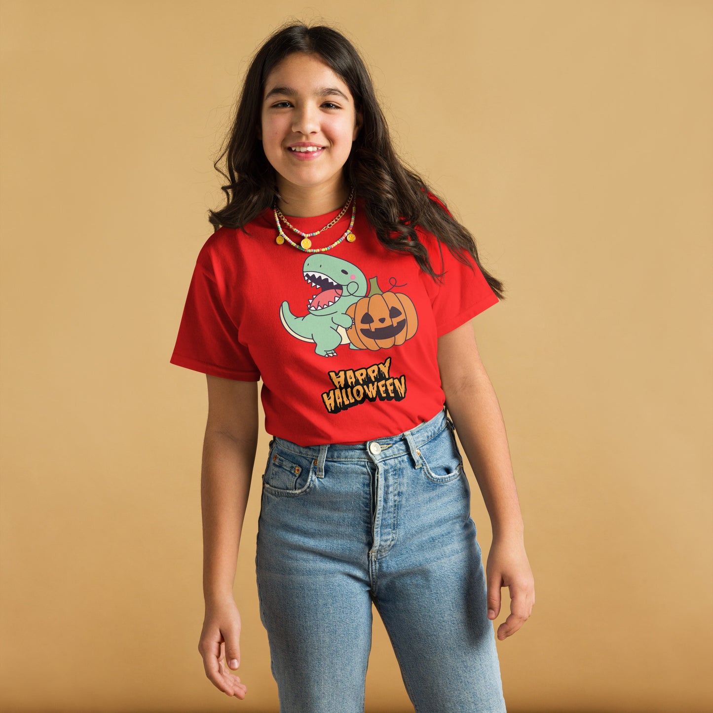 T-shirt Jovem Halloween Dinosaur