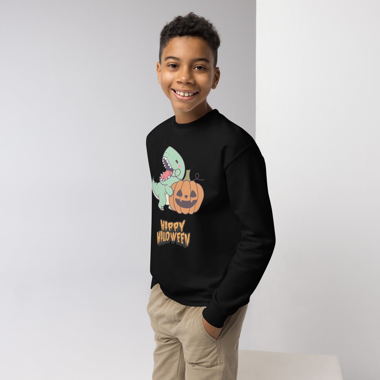 Sweatshirt juvenil dinossauro Halloween